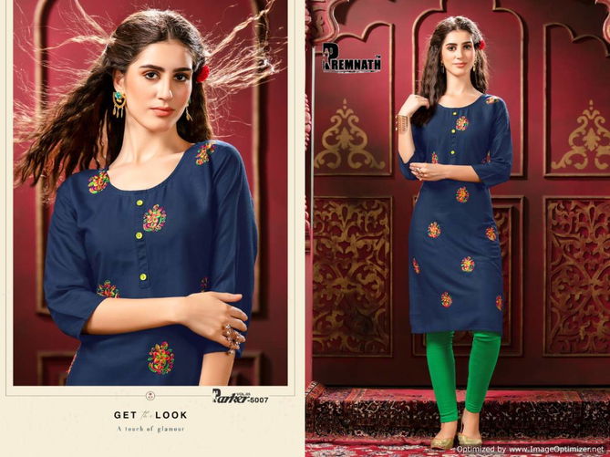 Premnath Parker 5 Ethnic Wear Rayon Designer Embroidery Kurti Collection